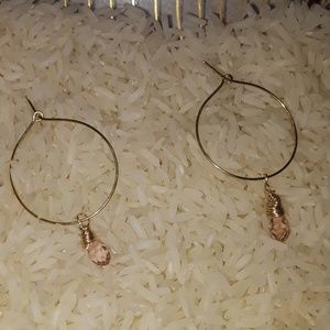 NWT *Sale pink Swarovski crystal hoop Earrings